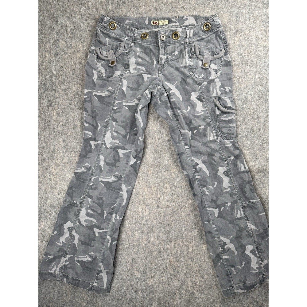 I.e.i Camo Cargo Straight Jeans Womens 14W Low Rise Stretch Pants Y2K